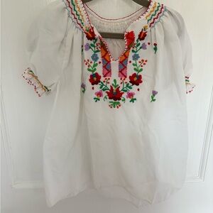 Embroidered White Peasant Dress Toddler